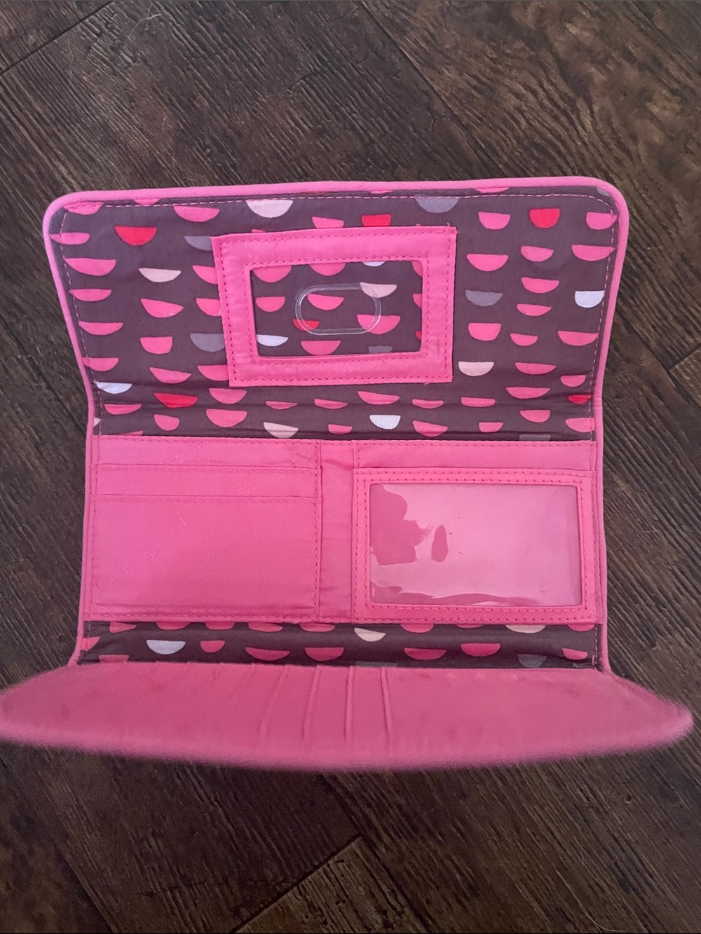 Vera Bradley Pink Quilted Floral Card Wallet 9” wide - Picture 3 of 7